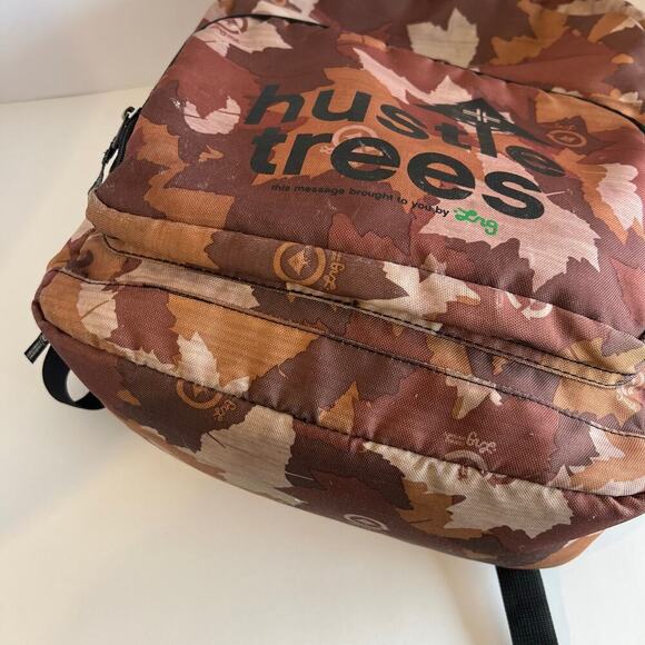 LRG Brown Leaf Print Carry on Lightweight Laptop Large Backpack Unisex - Picture 12 of 16